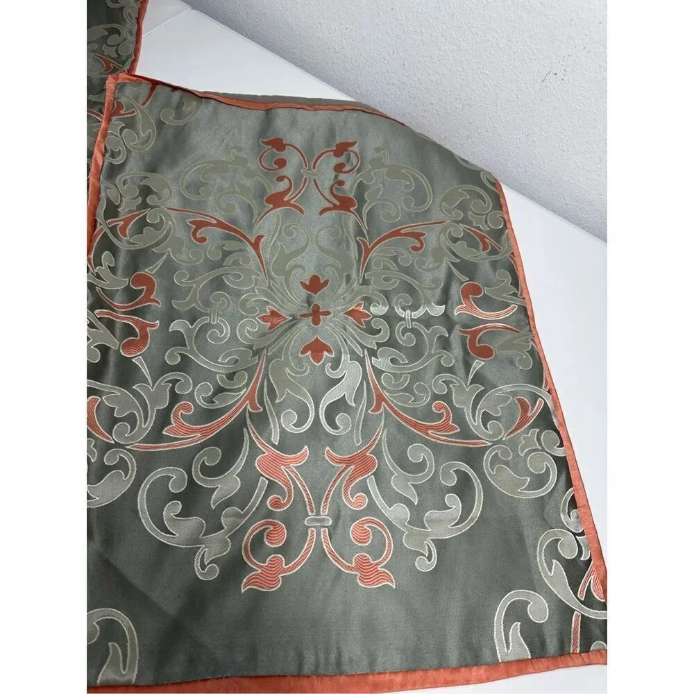 Set of 2 Shams Martha Stewart Damask Gray And Coral Standard Size